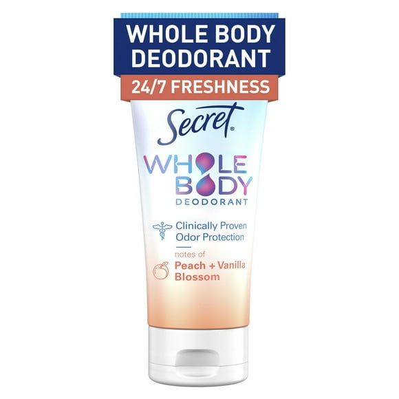 Secret Whole Body Aluminum Free Deodorant Invisible Cream Peach & Vanilla, 85G