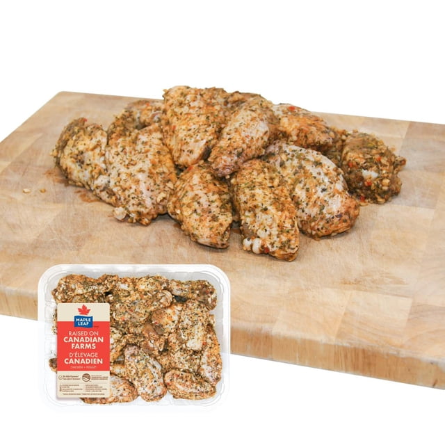 Maple Leaf Herb and Garlic Seasoned Fresh Chicken Split Wings, 20 pc, 0.90 - 1.50 KG