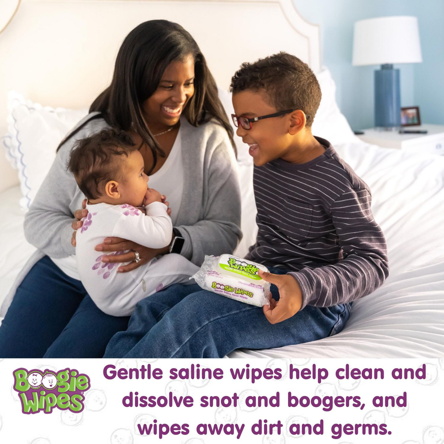 Boogie Wipes Gentle Saline Nose Wipes for stuffy noses Unscented 90 Count Cleans Moisturizes Nose 90ct