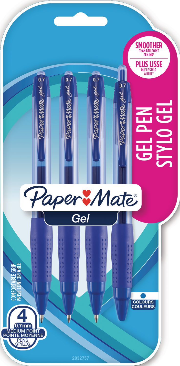 Paper Mate Gel Pens Medium Point 0 7mm Blue 4cd Walmart Canada