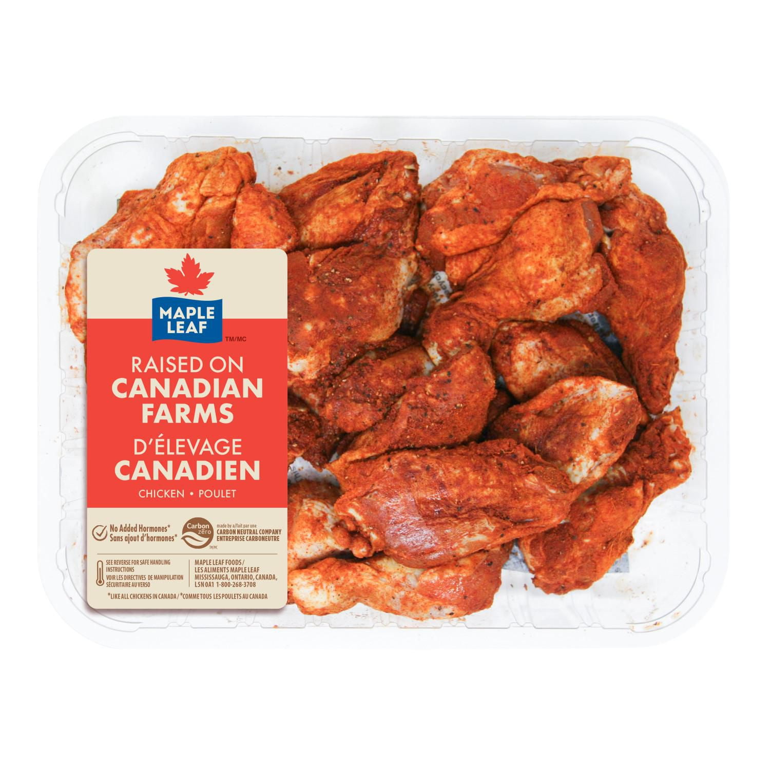 Ailes de poulet coupées fraîches assaisonnés Maple Leaf, 20 mrcx, 0.90 - 1.50 KG
