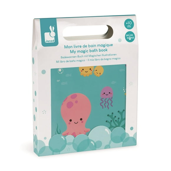 Janod • My Magic Bath Book • Bath Toy for Toddlers Baby up to 4 Years Old • Animals Appear on Contact with Water • J04717