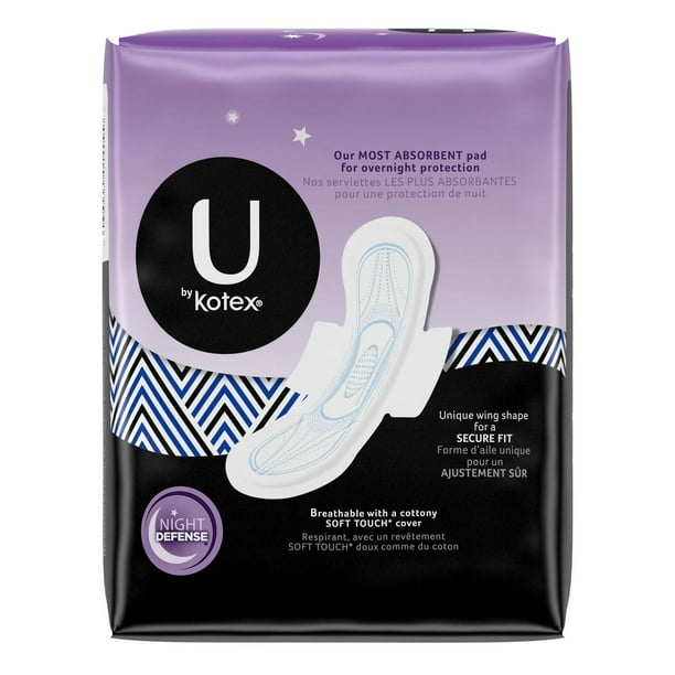 U by Kotex Clean & Secure Overnight Maxi Pads with Wings, Unscented