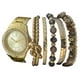 Montre Fashion Watches pour femme superposable de couleur or avec six bracelets variés – image 1 sur 1