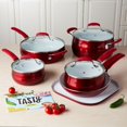 thumbnail image 1 of Tasty 11 Piece Titanium Ceramic Non-Stick Cookware Set, Red, 1 of 2