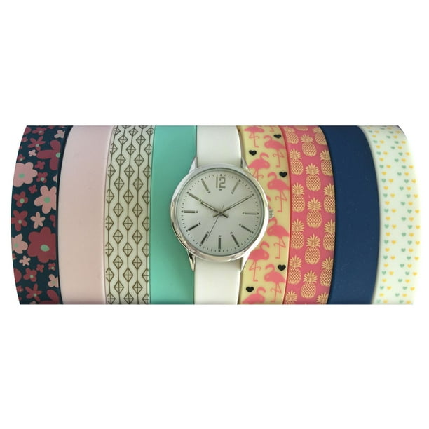 Montre de mode Fashion Watches pour femmes en argent avec ensemble de bracelets interchangeables de neuf pièces