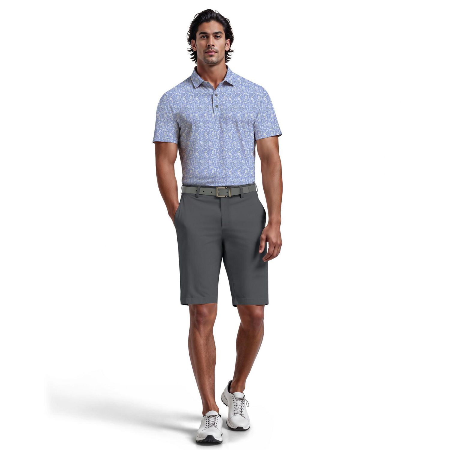 Ben Hogan Men’s Conversational Print Short Sleeve Golf Polo