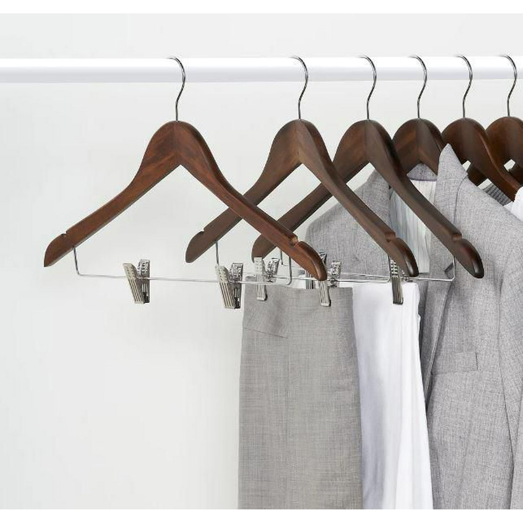 neatfreak!® Wood Suit Hanger with Skirt Clips, Set of 3 