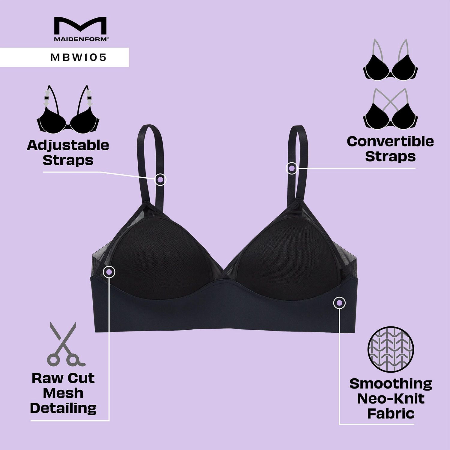 Maidenform Mesh Trim Triangle Bralette