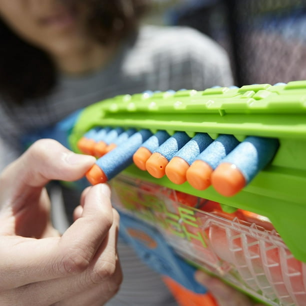 Nerf Elite 2.0, blaster Double Punch, 50 fléchettes Elite, 2 chargeurs 10  fléchettes, blaster motorisé