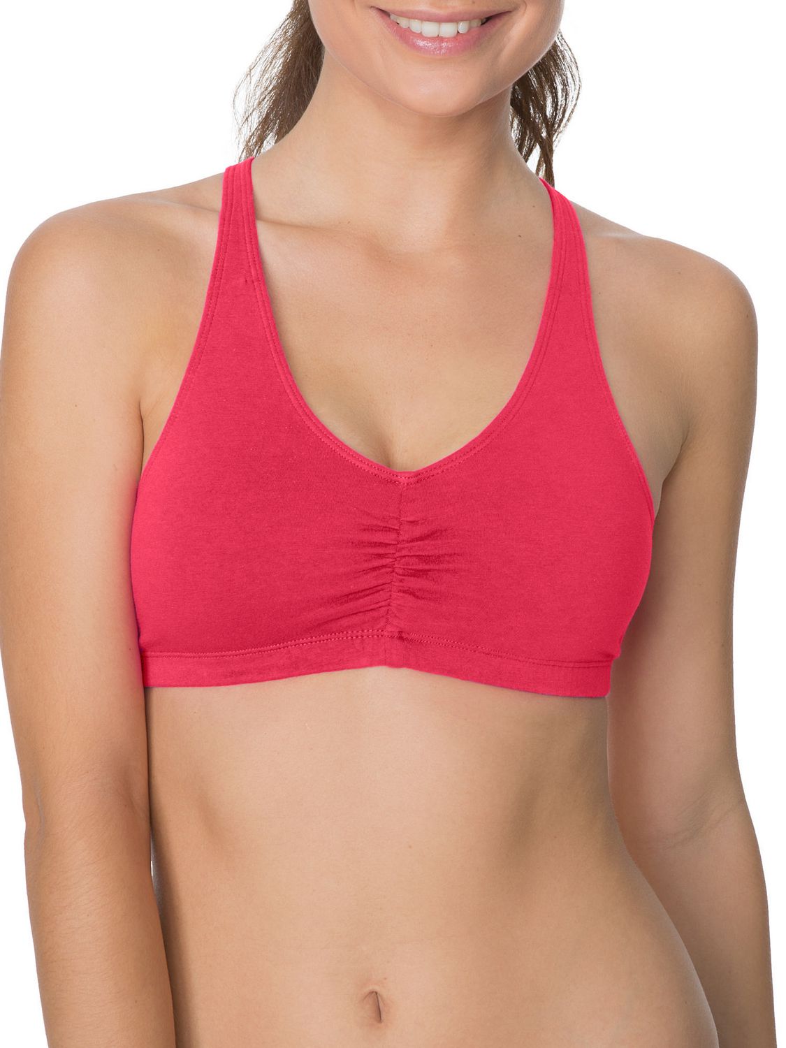 Fruit of the Loom Women's Shirred Front Tank Racerback Sports Bra, Style  FT170, 3-Pack 