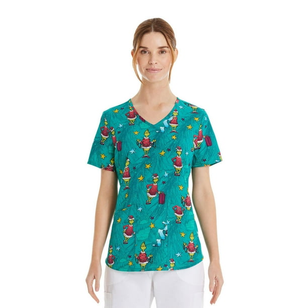 Dr. Seuss Merry Grinch Women's V-Neck Scrub Top - Walmart.ca