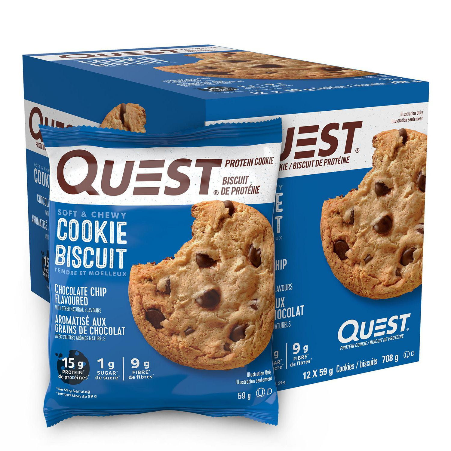 Quest Biscuits protéinés aux pépites de chocolat doux et moelleux QUEST AR GRA CHOC 59g
