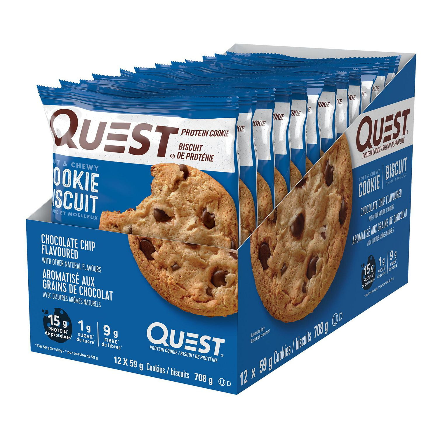 Quest Biscuits protéinés aux pépites de chocolat doux et moelleux QUEST AR GRA CHOC 59g