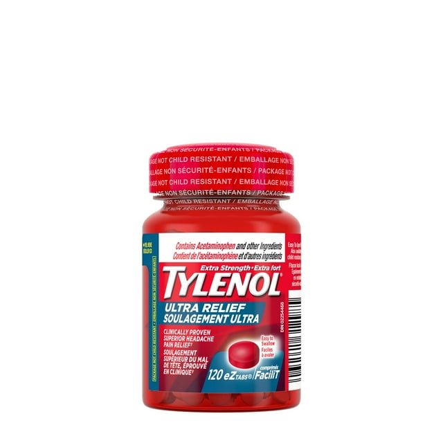 Tylenol Ultra Relief Headache & Pain Relief Acetaminophen 500mg EZTabs, 120 count