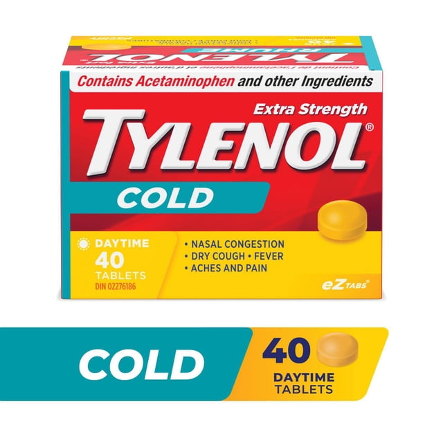 Tylenol Extra fort Rhume Jour, acétaminophène à 500 mg, 40 comprimés