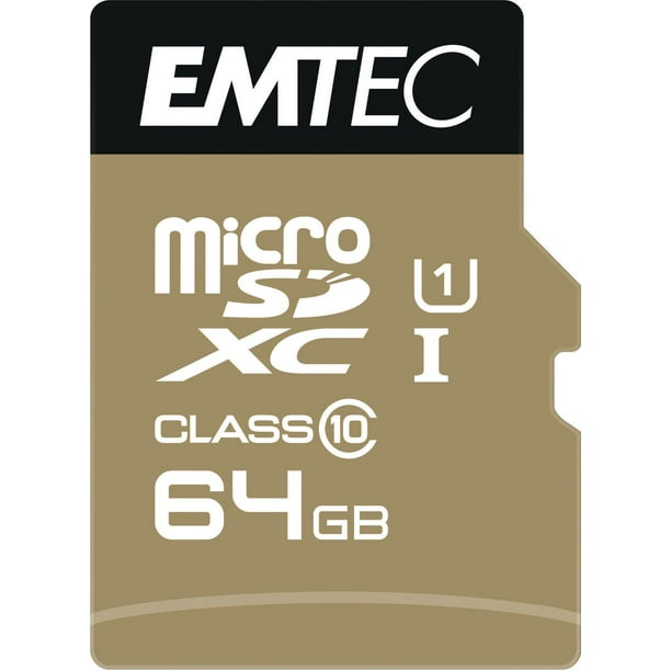 Carte à mémoire MSD + adaptateur CL10 U1 d'Emtec de 64 Go de la collection d'or carte MSD 64GB CL10