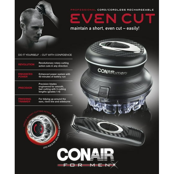 Conair for MEN Even Cut V2 Rotary Clipper Haircut Groomiing Kit with Trimmer