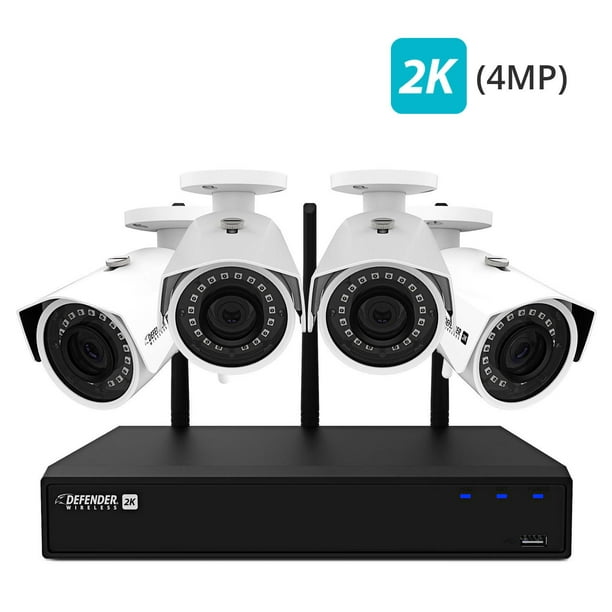 Defender 2K (4MP) Wireless 4 Channel 1TB NVR Security System with Remote Viewing and 4 Wide Angle Wi-Fi Cameras
