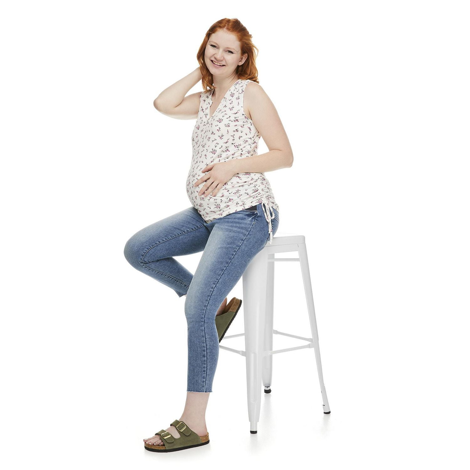 Paisley Sky Maternity Ruched Side Rib Tank