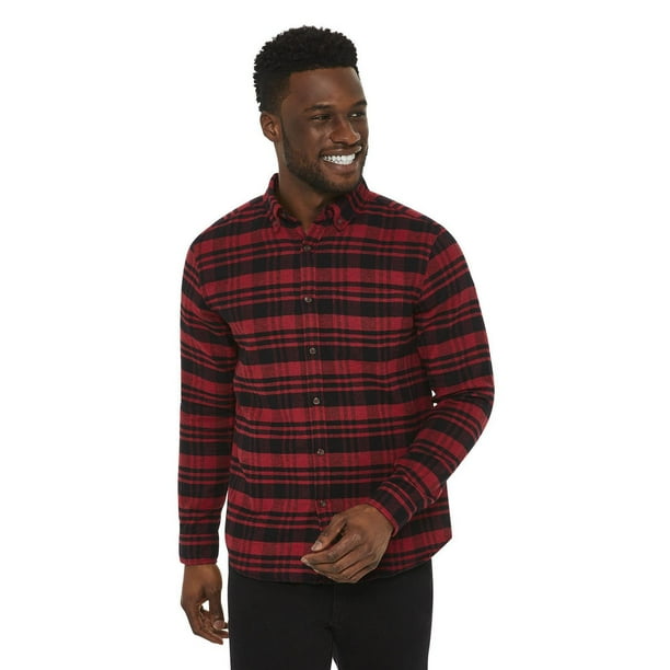 George Men's Long Sleeve Two-Tone Flannel Shirt - Walmart.ca