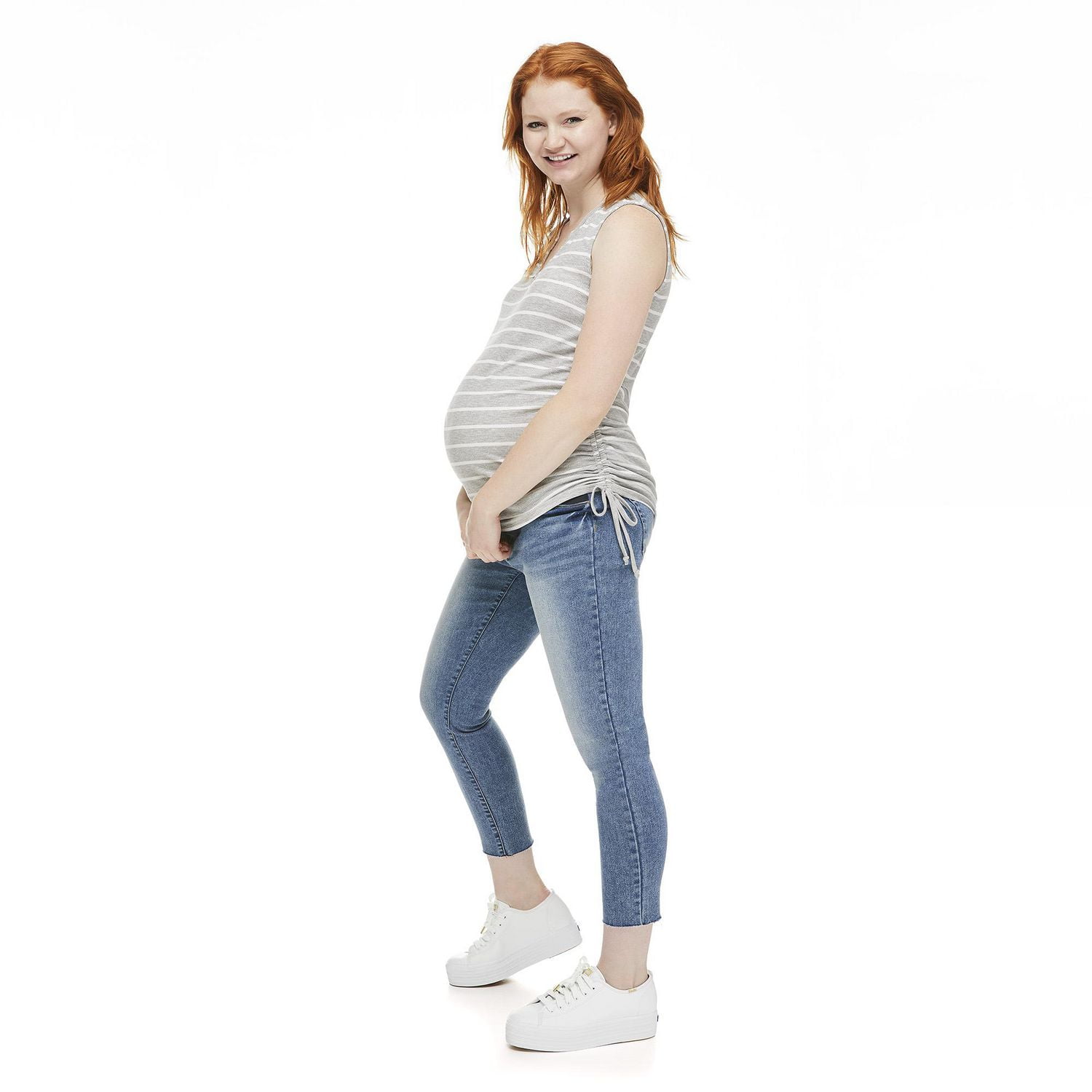 Paisley Sky Maternity Ruched Side Rib Tank