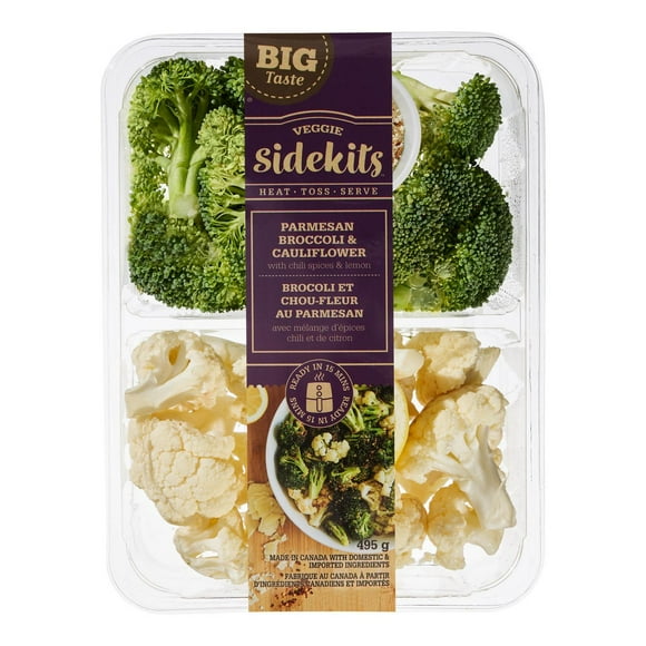 Big Taste Veggie Sidekits Parmesan Broccoli & Cauliflower With Chili Spice Blend & Lemon, 495 g