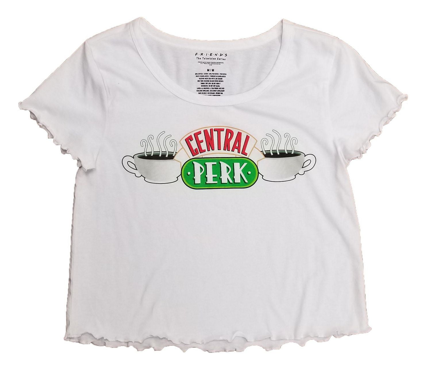 LADIES FRIENDS "CENTRAL PERK" WHITE LETTUCE TEE