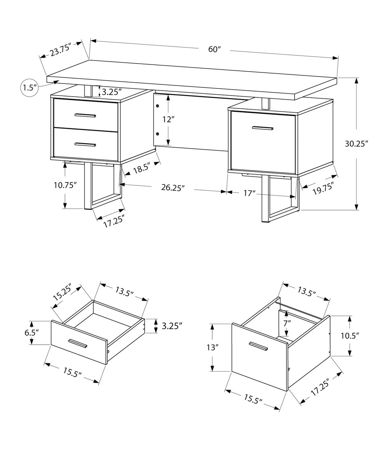 Monarch Specialties Computer Desk Whitesilver L Walmartca - monarch specialties computer desk whitesilver l walmartca -