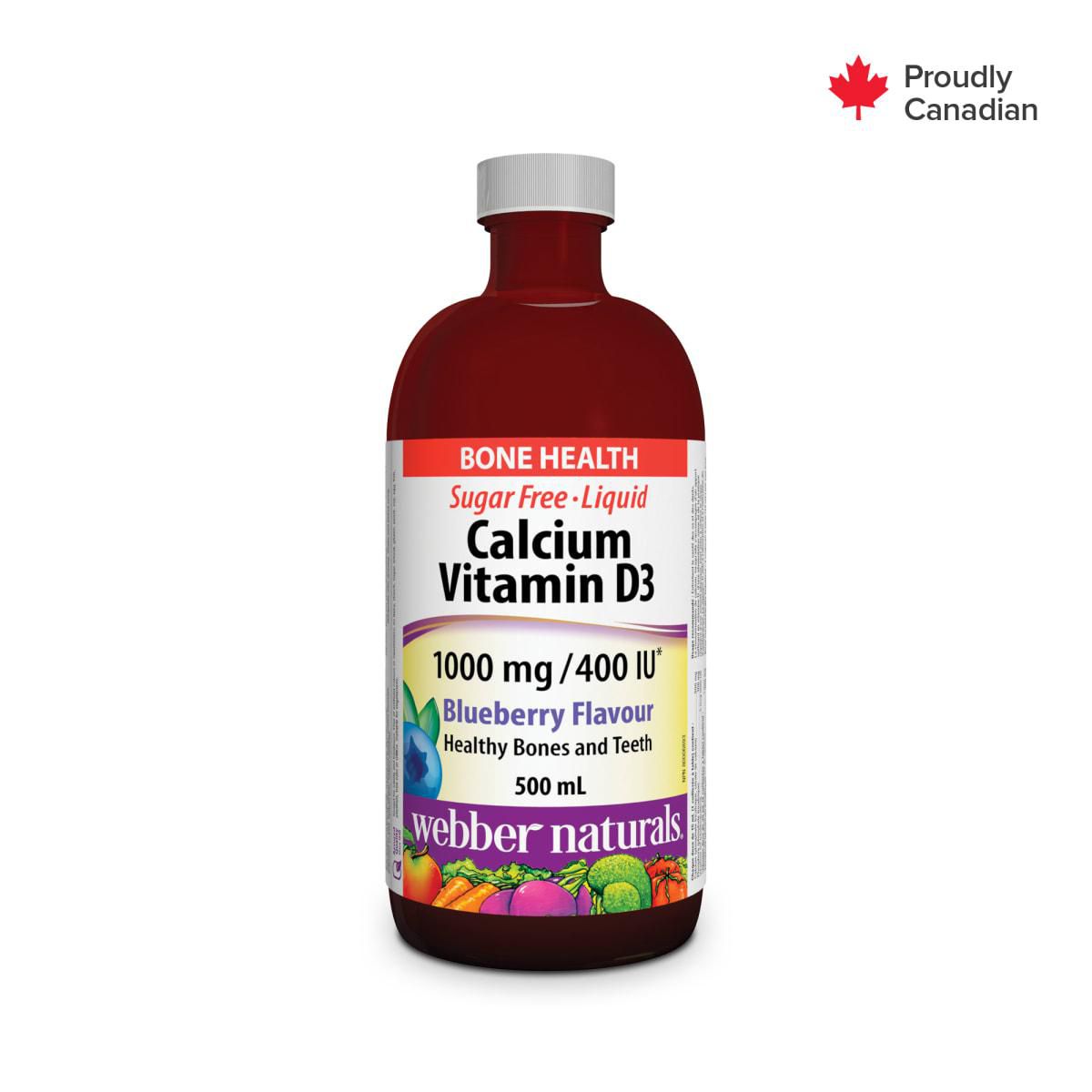 Webber Naturals® Liquid Calcium Plus Vitamin D Blueberry Flavour 1000 Mg400 Iu 500ml Liquid 6919