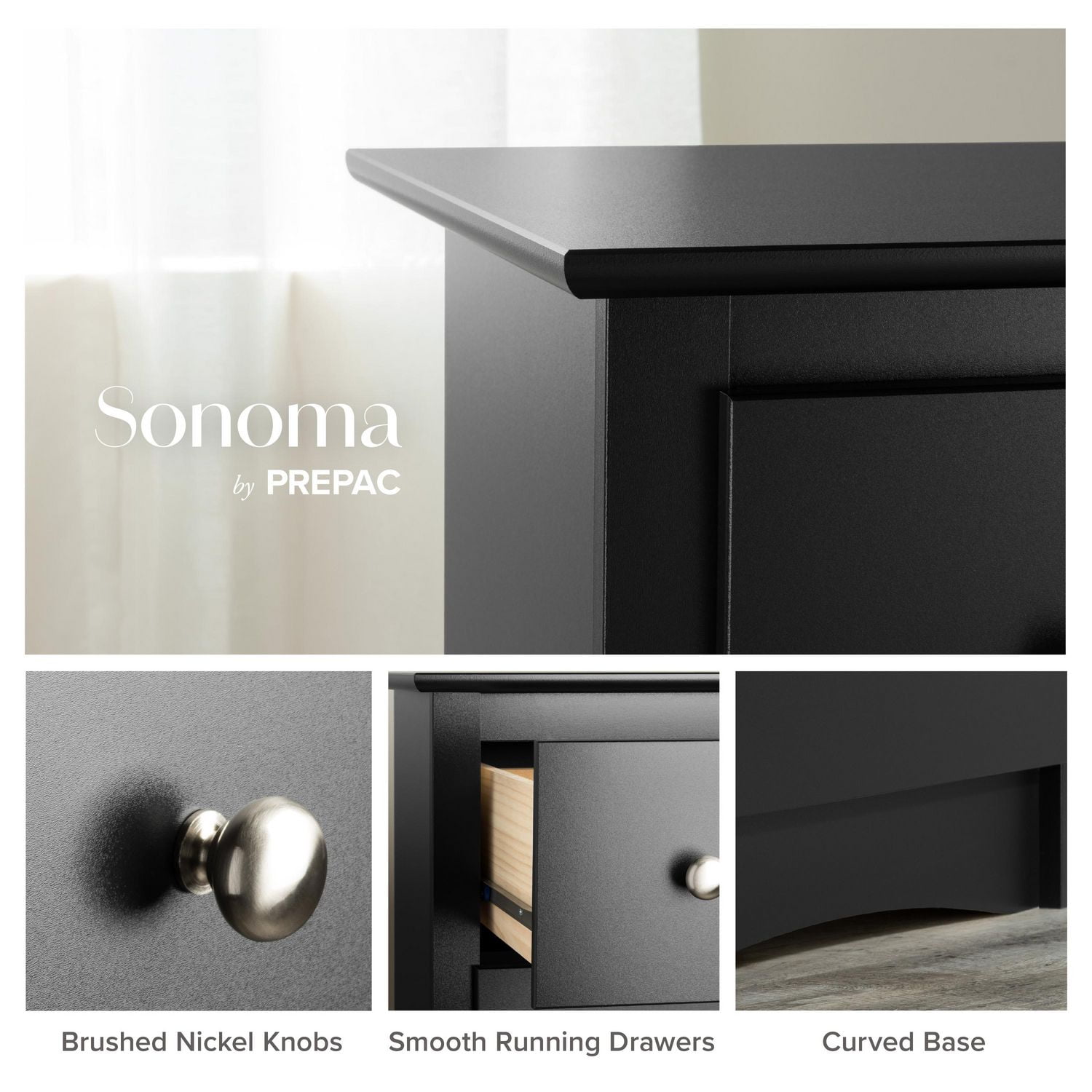 Prepac black sonoma on sale 6 drawer dresser