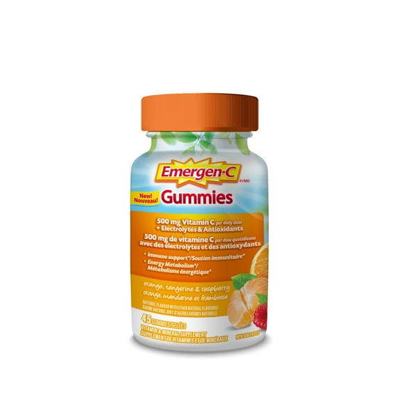 Emergen-C Gummies (orange, Tangerine, And Raspberry) 45 Count, 45 Count