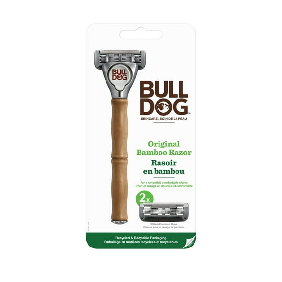 Rasoir original en bambou de marque Bulldog 1 rasoir & 2 recharges