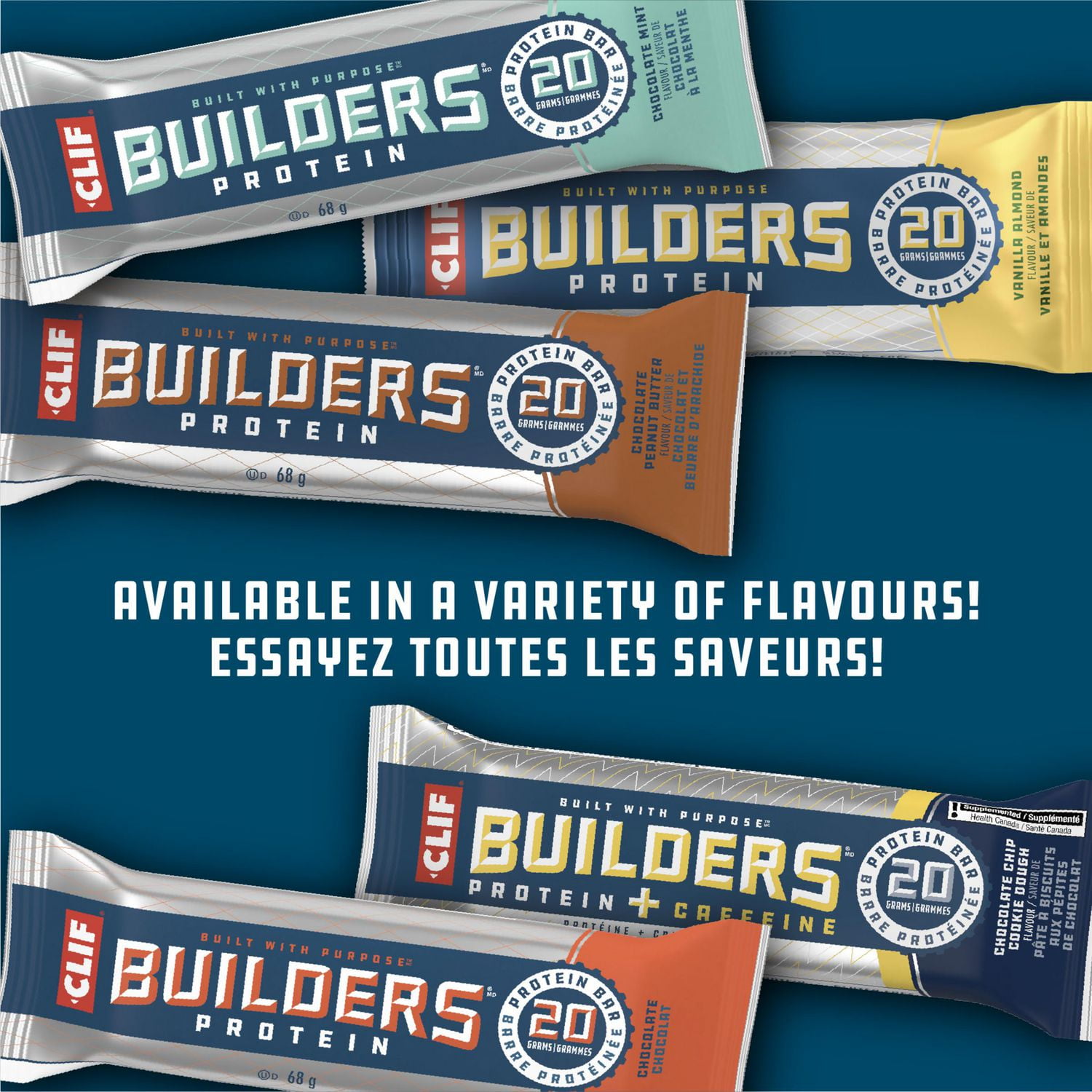 CLIF BUILDERS Mini Protein Bars, Chocolate Mint Flavour, 10g of Protein, Prepared in Canada, Gluten Free, No Artificial Sweeteners, (Pack of 10), 340 g