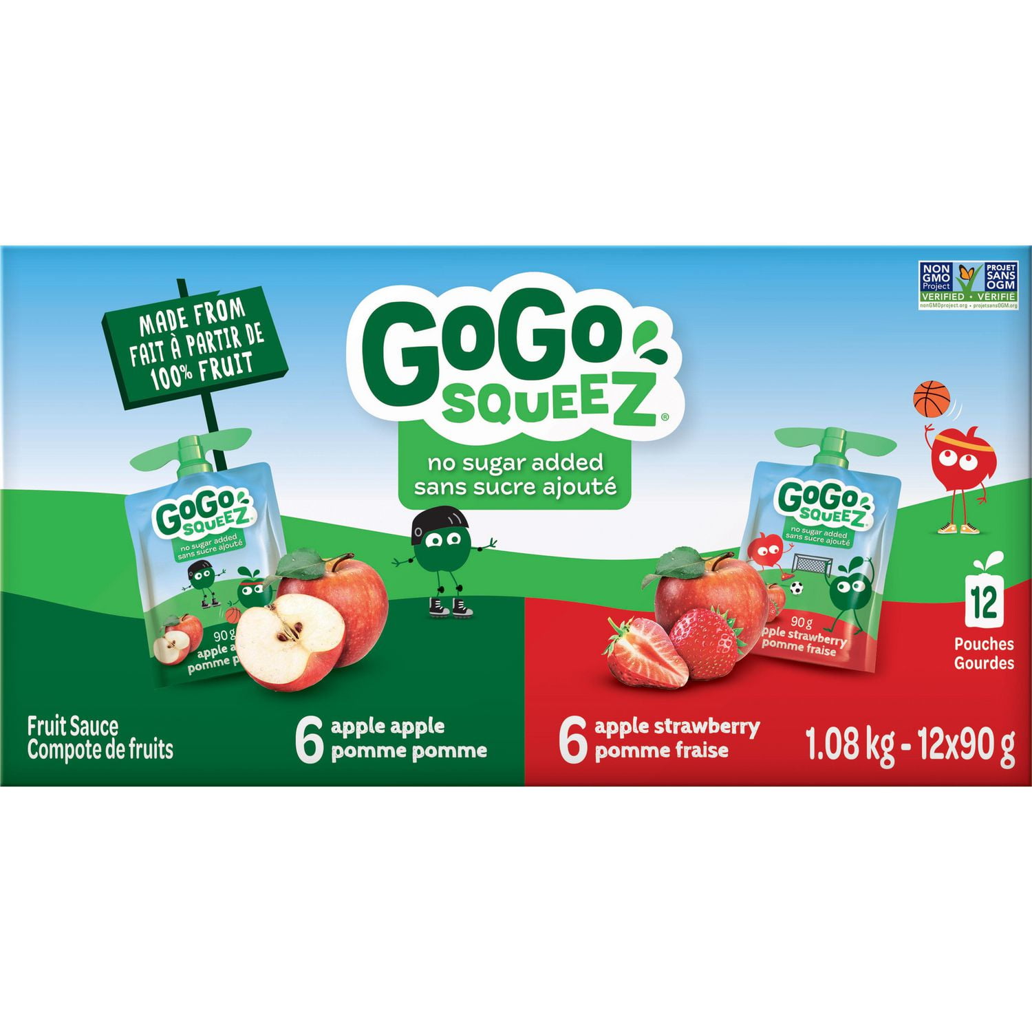 Gogo Squeez Unsweetened Apple Strawberry Applesauce Pouches Apple