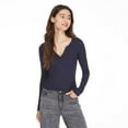 thumbnail image 1 of No Boundaries Women's Split Neckline Henley, 1 of 6