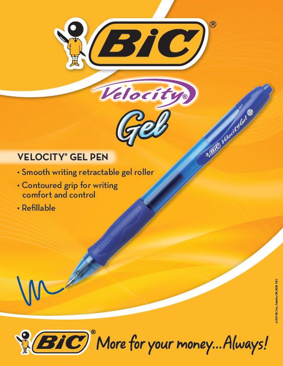BIC Gel-ocity Original Retractable Gel Pen, Medium Point (0.7mm), Black  Ink, 4-Count, Contoured Grip for Comfort and Control, 4 Pack