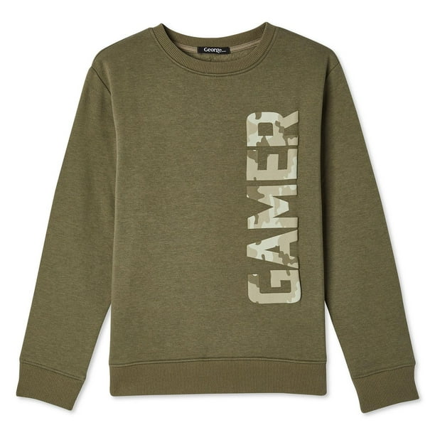 T-shirt à col ras-du-cou et manches retroussées - Vert - Femme