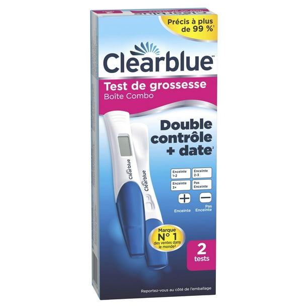 Ensemble Test de grossesse Clearblue avec double vérification et date –  avec indicateur de semaines & Détection rapide Trousse économique, 2 unités  