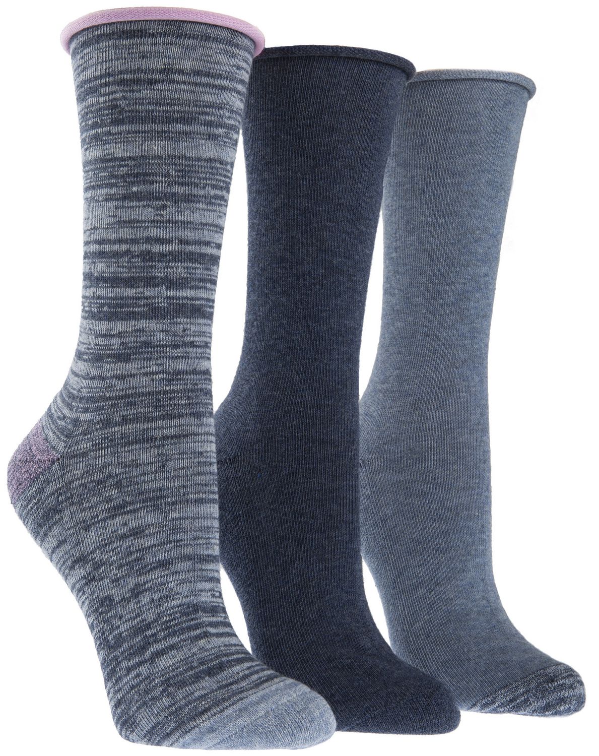 Happy Foot by McGregor Women's 3 Pair Random Feed Roll Top Crew Socks ...