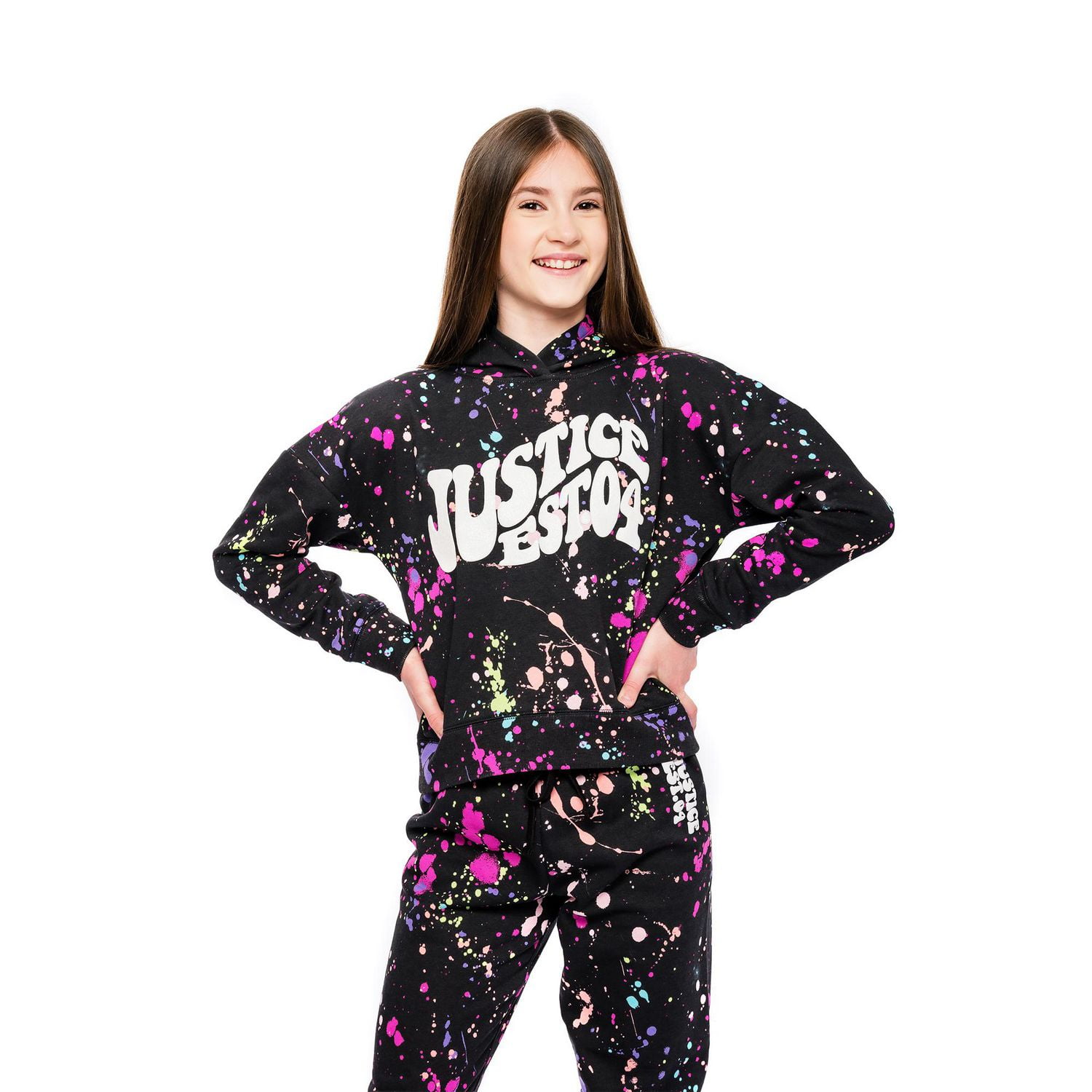 Sweat à capuche à manches longues Justice 04 pour filles