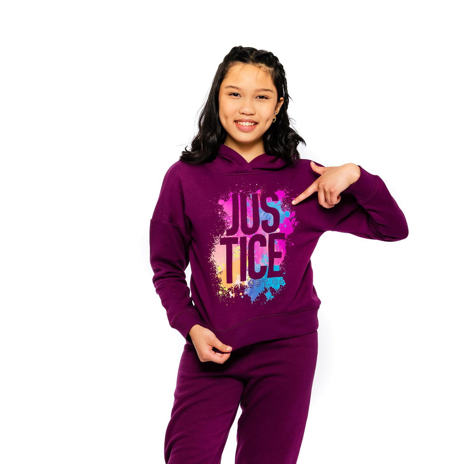 Girls Justice Splatter Long Sleeve Hoodie