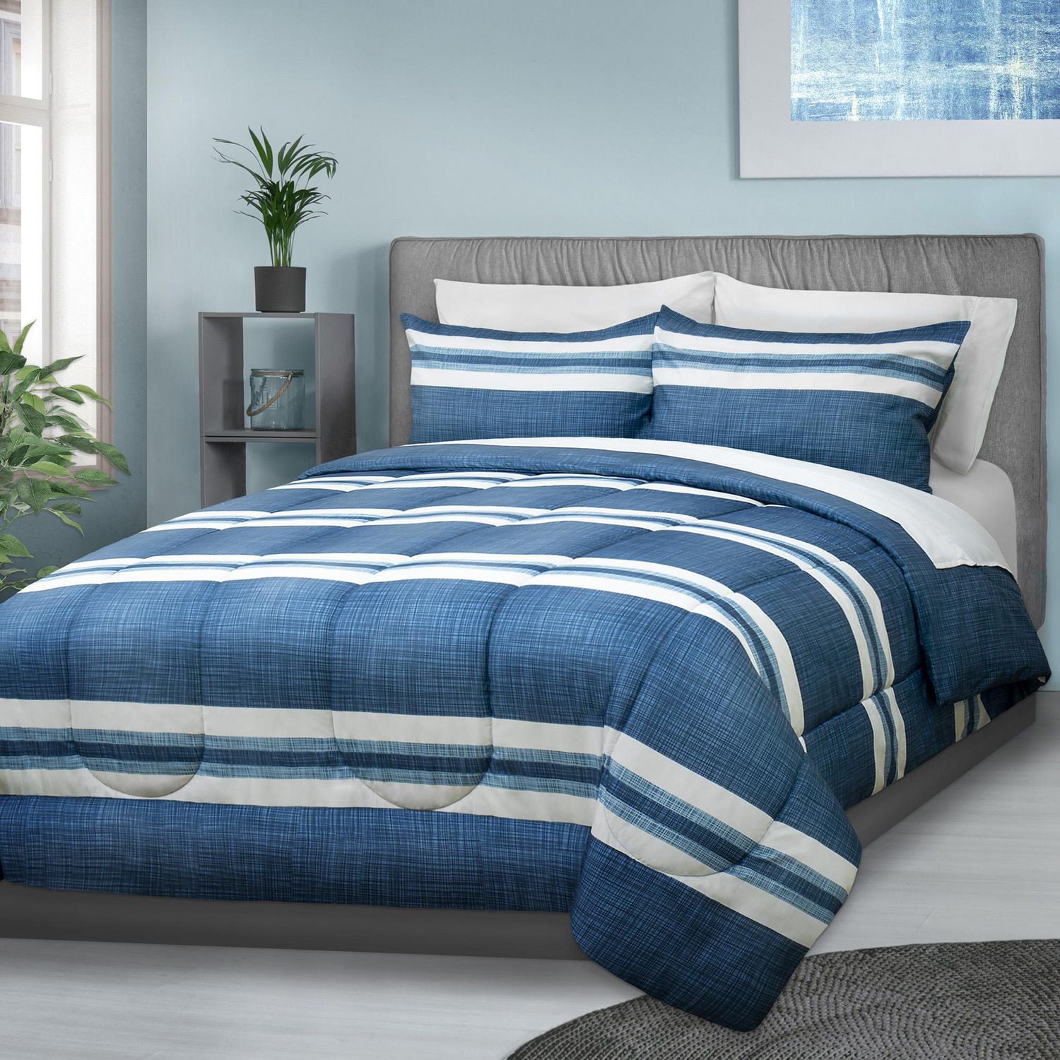 Safdie & Co. Comforter Set 2PC T Blue Stripe Walmart Canada
