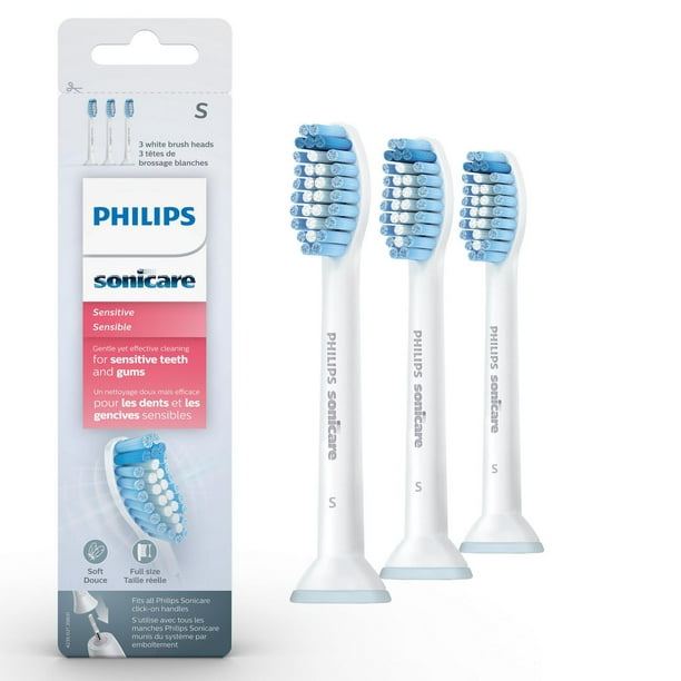 Philips Sonicare Têtes de Brosse ProResults Sensibles, 3 Unités, HX6053/64 Tête de brosse à dents souple