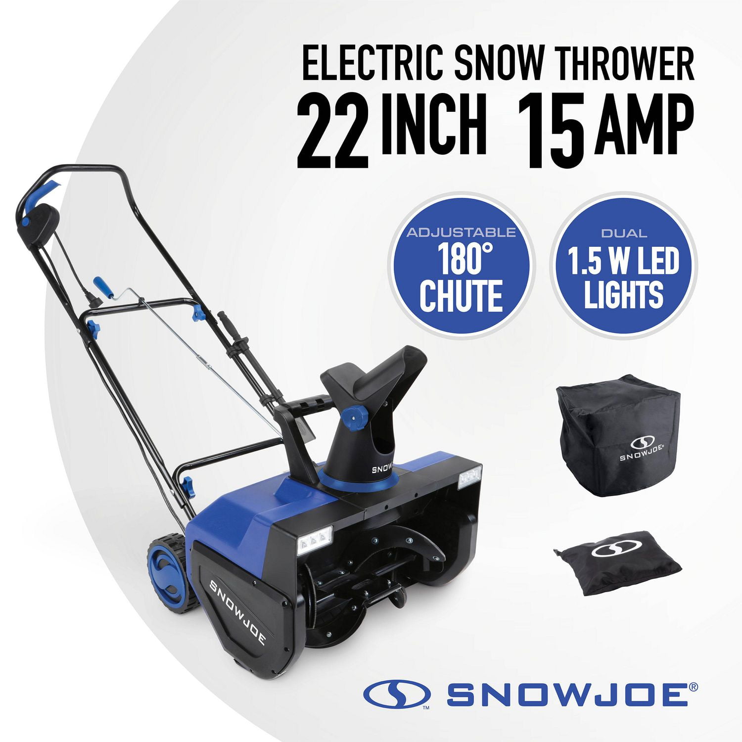 Snow Joe SJ627E-CVR Electric Snow Thrower | 22-Inch | 15-Amp | With Dual  LED Lights Bonus Cover