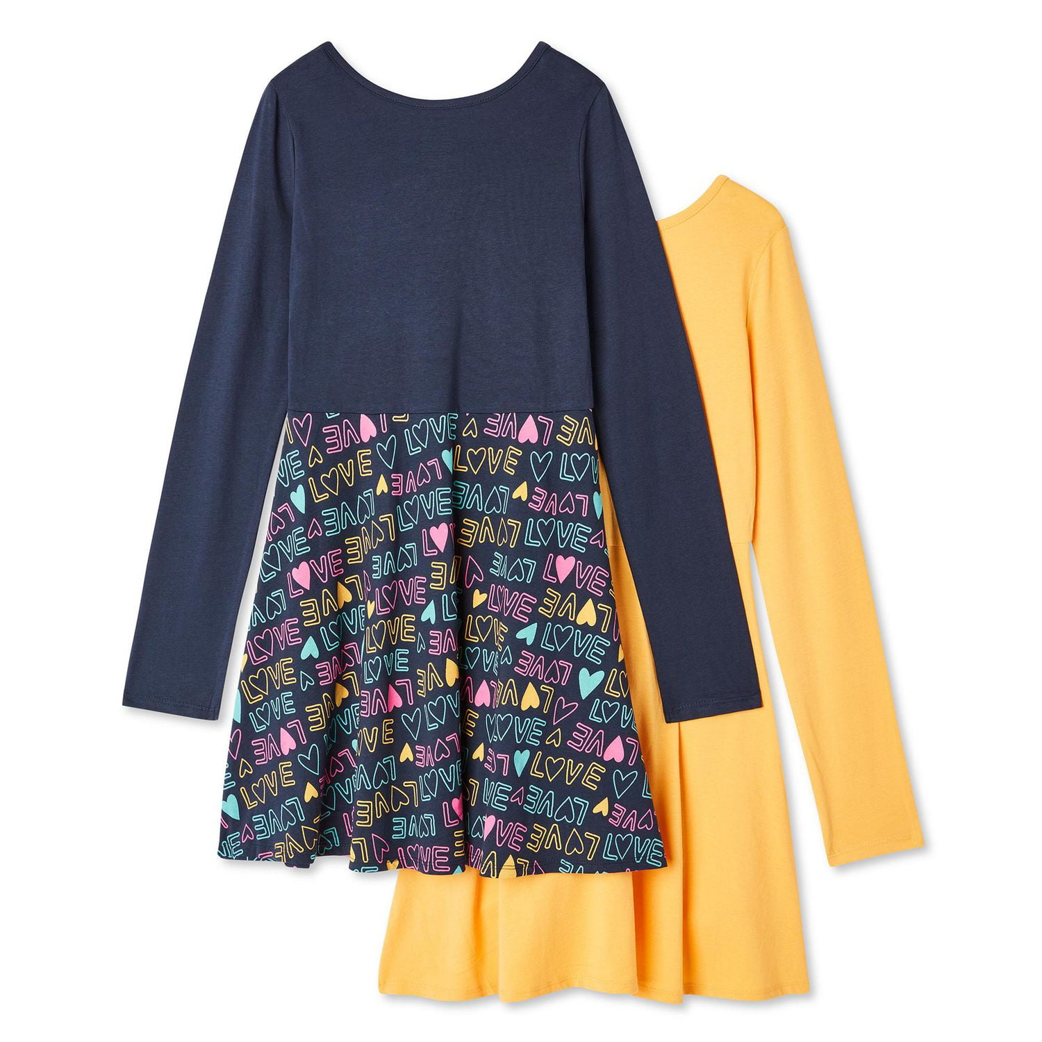 George Girls' Long Sleeve Skater Dress 2-Pack