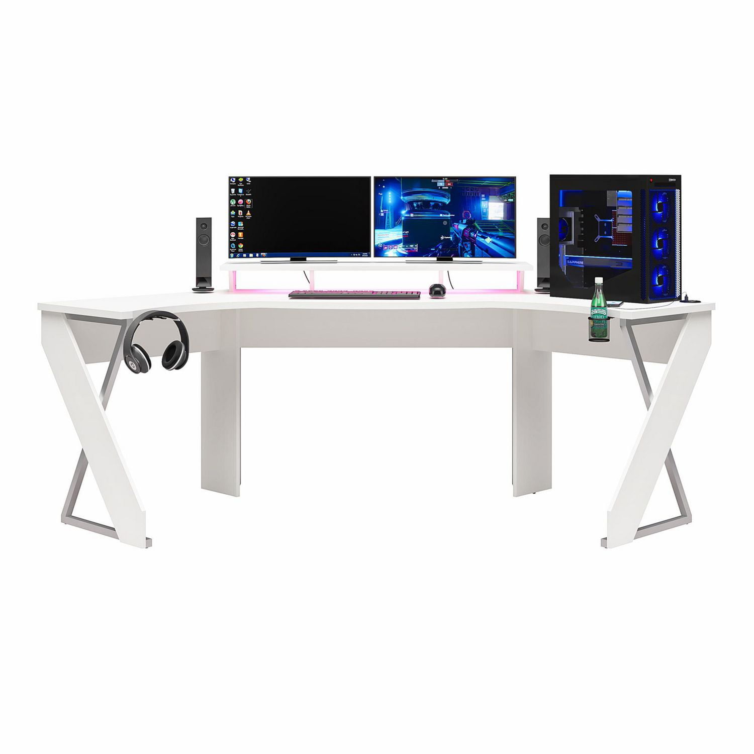 White gaming corner deals desk