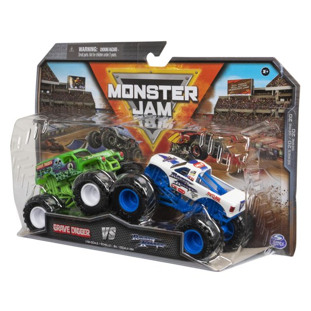 Monster Jam, Monster trucks en métal moulé El Toro Loco Vs. Grave Digger  officiels, échelle 1:64, jouets pour garçons à partir de 3 ans 