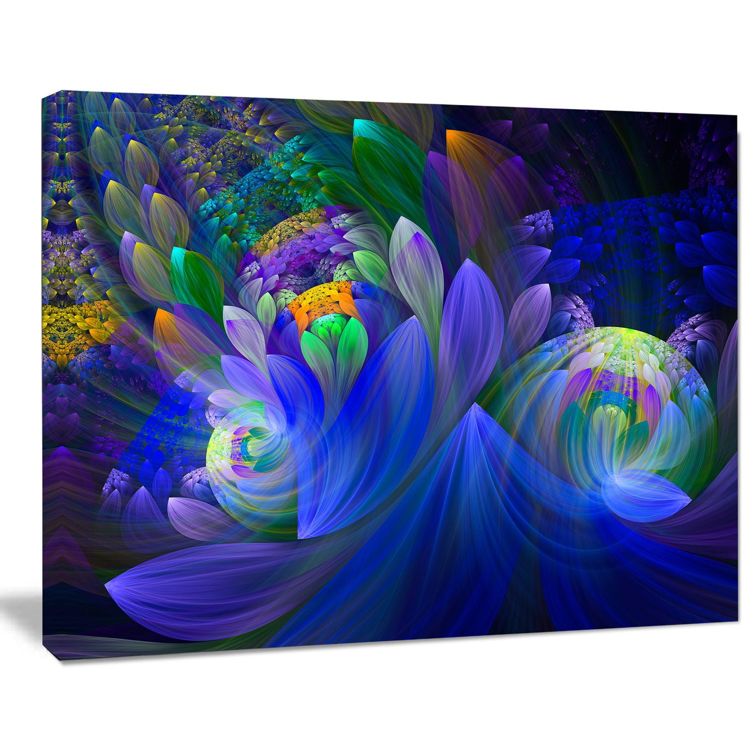 Design Art Blue Fractal Flower Bouquet Floral Large Abstract Canvas Art