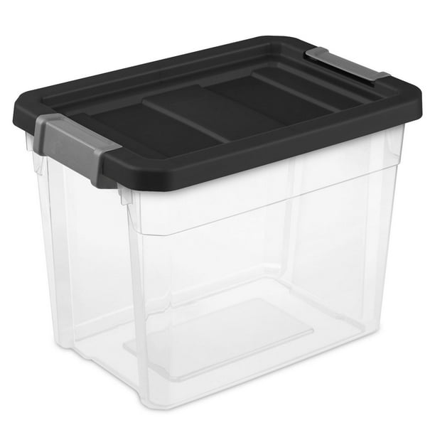Boîte empilable modulaire de Sterilite de 28 litres en noir